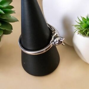 Sterling Silver Cat Ring with Onxy Eye size 7